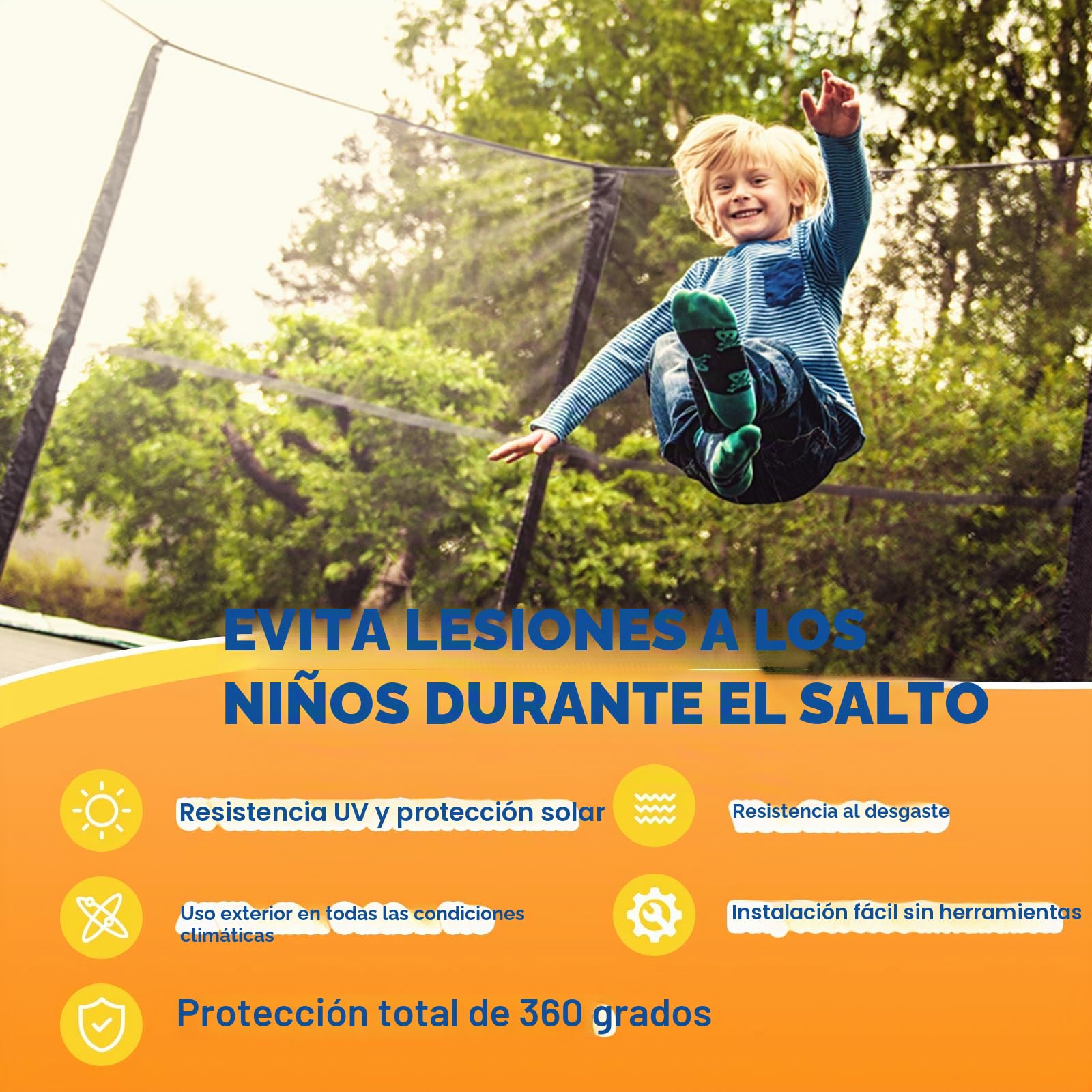 Red de Seguridad para Trampolín 244 305 366 396 397 400 426 427 430 cm, Protector Cama Elastica, Red de Repuesto para Cama Elastica, Red de Repuesto para Trampolín Redondo para 6/8 Postes Rectos