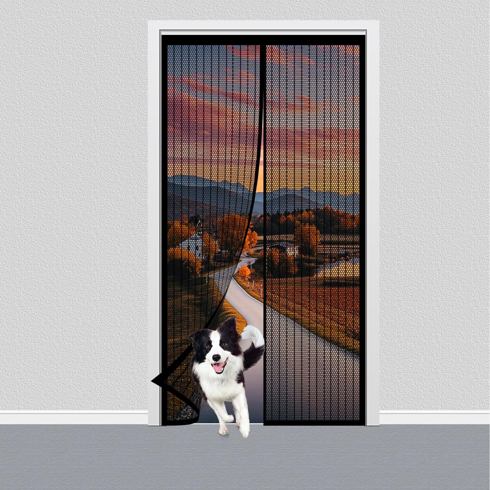 Moustiquaire magnétique fenêtre 111x207 cm noir pour air frais