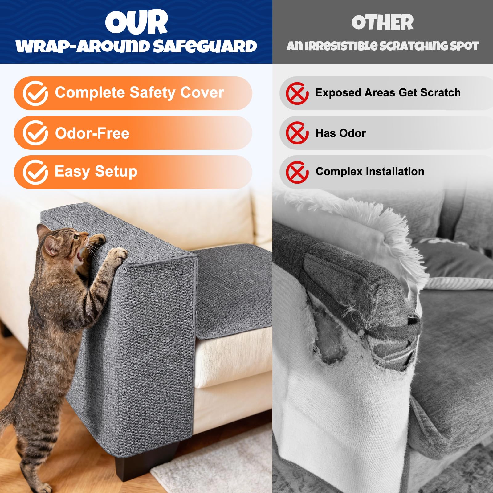 ENONCI Protection de canapé griffoir pour Chat – Protections d'angle et d'accoudoirs pour Chats, Protection de Meubles Contre Les Griffes de Chat