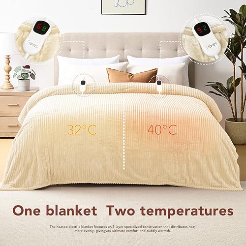 Vista 363 de Homemate Manta térmica eléctrica de 50 x 60 pulgadas, manta térmica de 1/2/4/6/8 horas de apagado automático, 10 niveles de calor, protección contra
