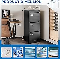 Vista 105 de Archivador vertical de 2 cajones con cerradura de metal, archivador vertical de metal, para oficina y hogar, archivadores verticales de acero