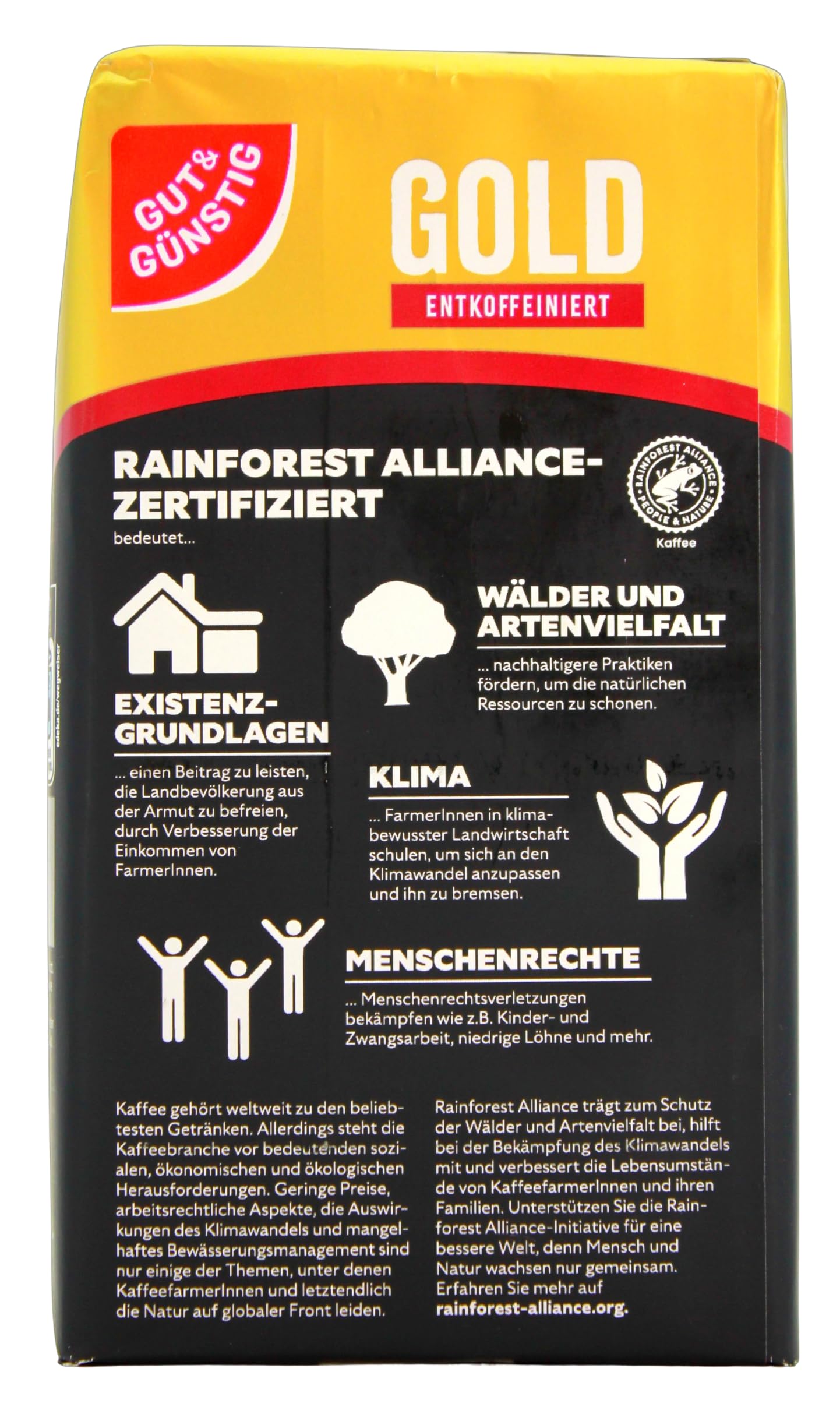 Gut & Günstig Kaffee Gold entkoffeiniert, 6er Pack (6 x 500g)