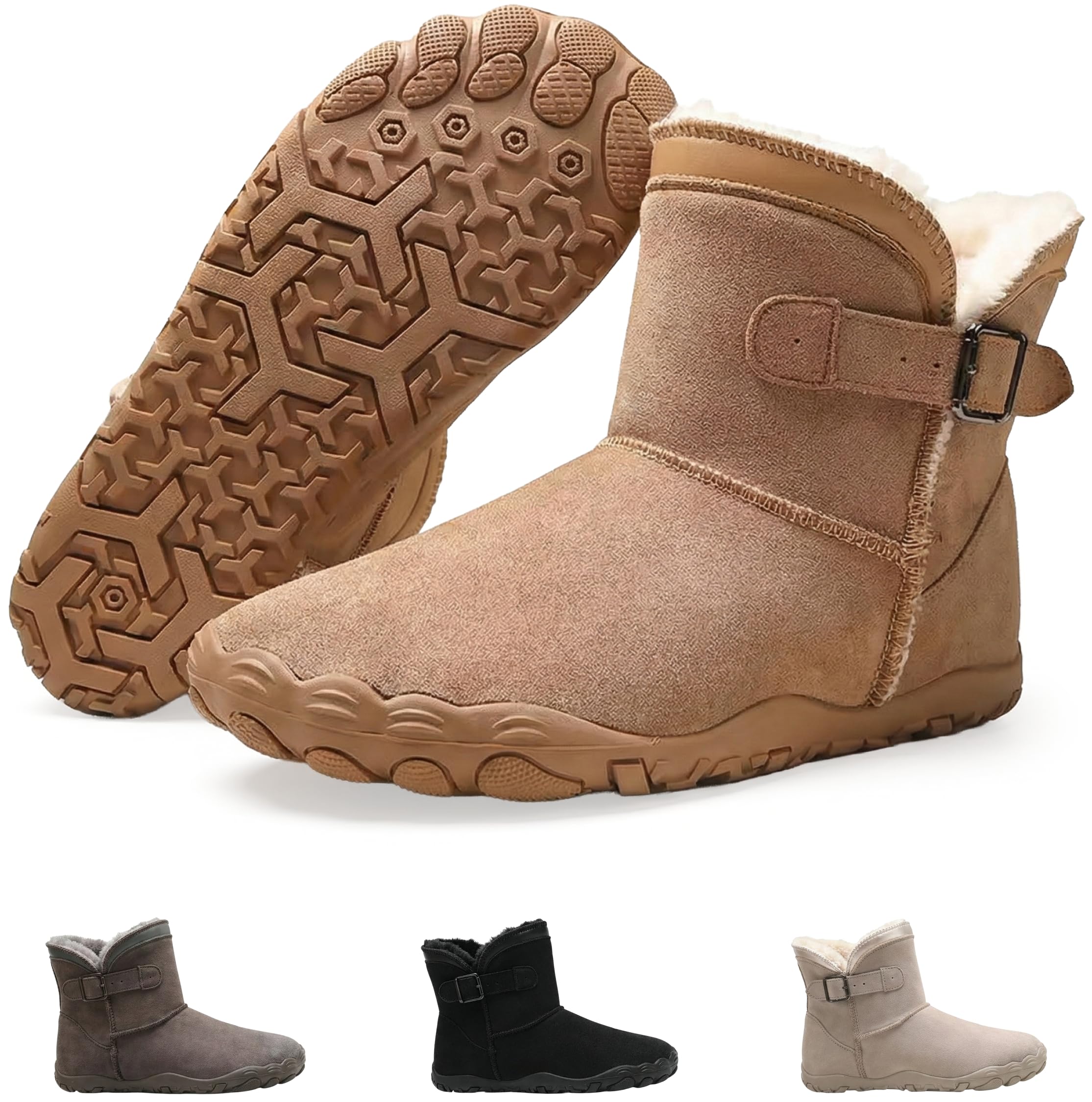 Hike Footwear HF Cozely - Womens Fur-Lined Ergonomic Barefoot Shoes Lightweight Wide Toe Box Winter Boots Winter-adapted Barefoot