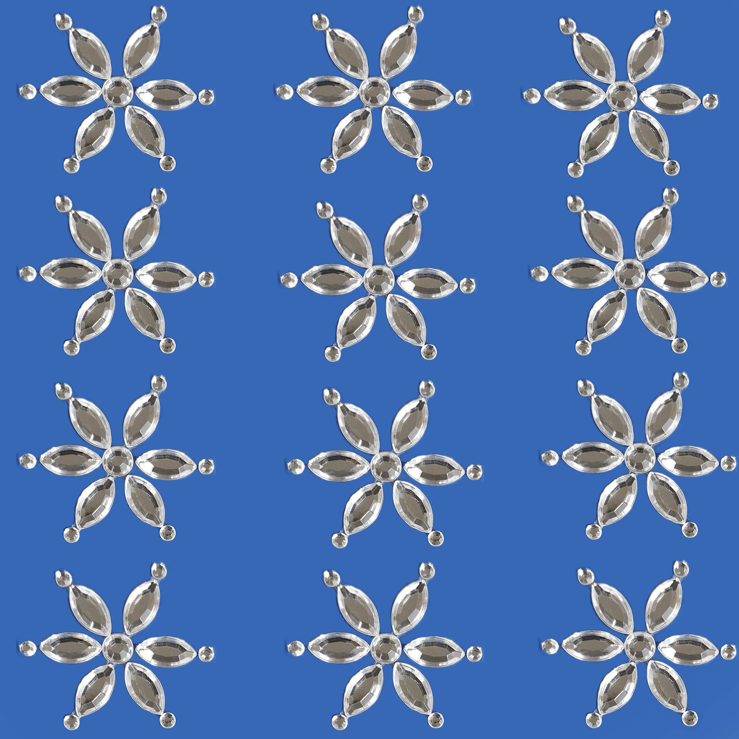 Assorted Diamante & Pearl Stickers - Self Adhesive Rhinestone and Pearl Card Embellishments (3cm Diamante Flowers, 12)