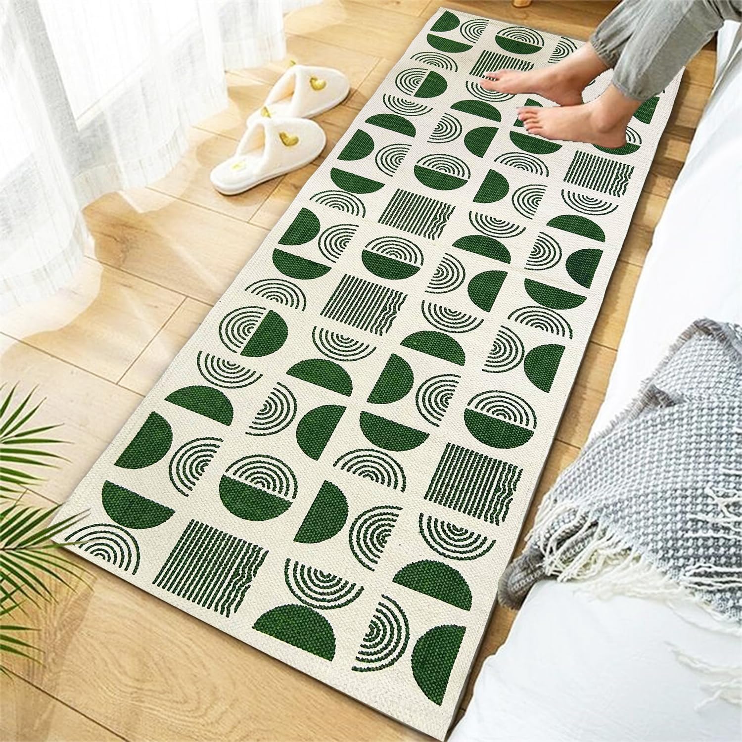 The First Home Decor 100% Pure Cotton Hand-Woven Printed Carpet Runner for Hallway, Kitchen, Carpet for Living Room, Bedroom, Bedside Runner - 2x5 Feet - (PRNT4)