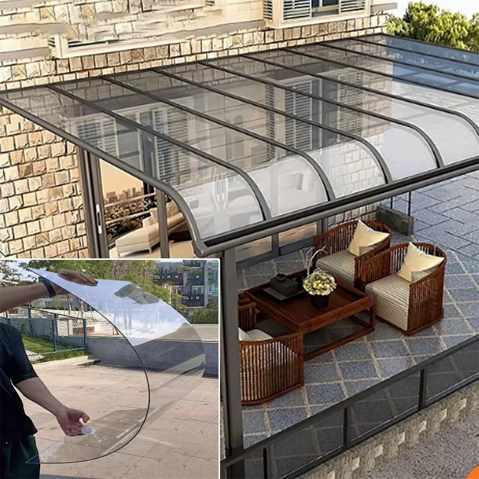 Polycarbonate Roofing Sheet, PC Transparent Durable Panel, Greenhouse Sheets [Pxkmouy 0.5×3m clear roofing sheets] Outdoor Awning Shelter, Sound Insulation cuts Easily Suitable for patios
