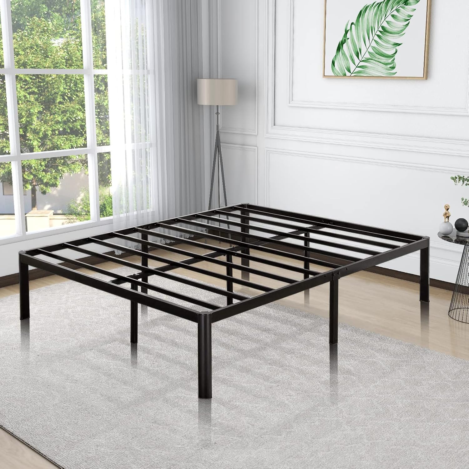 Airdown Platform Bed Frame California King No Box Spring Needed, 14 Inch Tall Metal