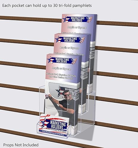 Vista 10 de Marketing Holders Paquete de 10 soportes para folletos para trípticos de 4 pulgadas de ancho y tarjetas de visita de 3.5 x 2 pulgadas, acrílico