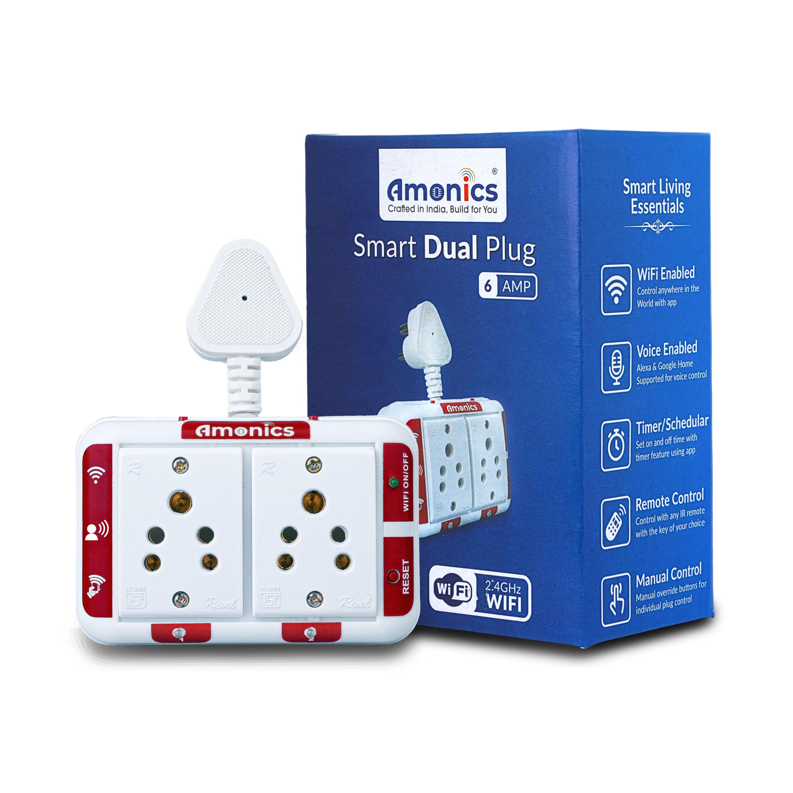 Amonics® Smart WiFi Plug Dual Node - Up to 400W per Plug, Compact & Hub-Free, App Controlled, Works with Alexa & Google Home - Voice Enabled Smart Home Socket (White)-image-13