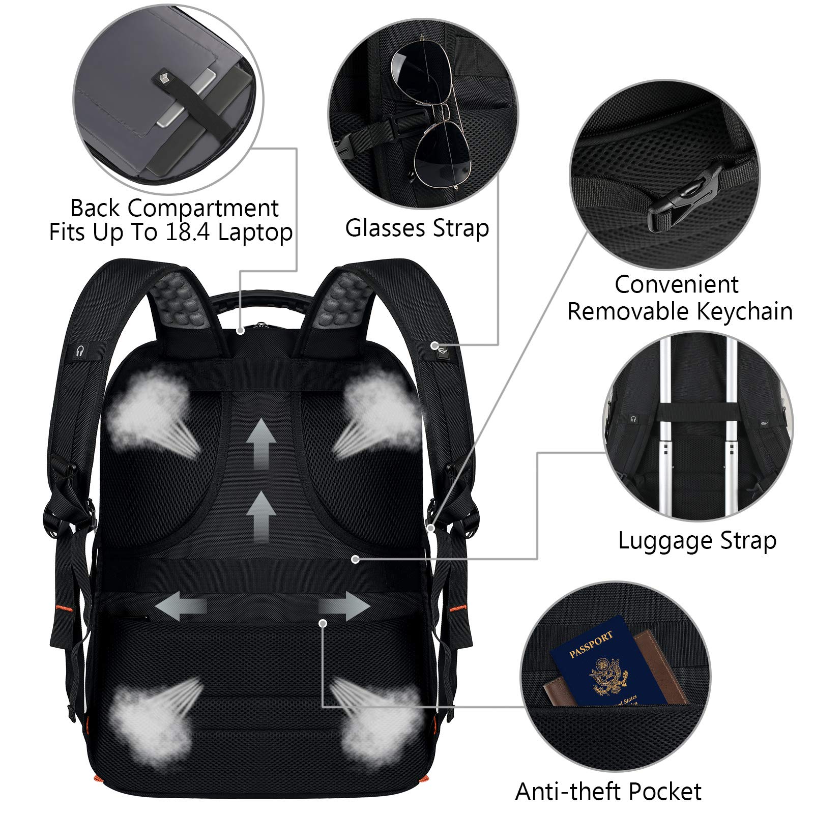 Amazon.com: VECKUSON 18.4 Laptop Backpack for Men, 55L Extra