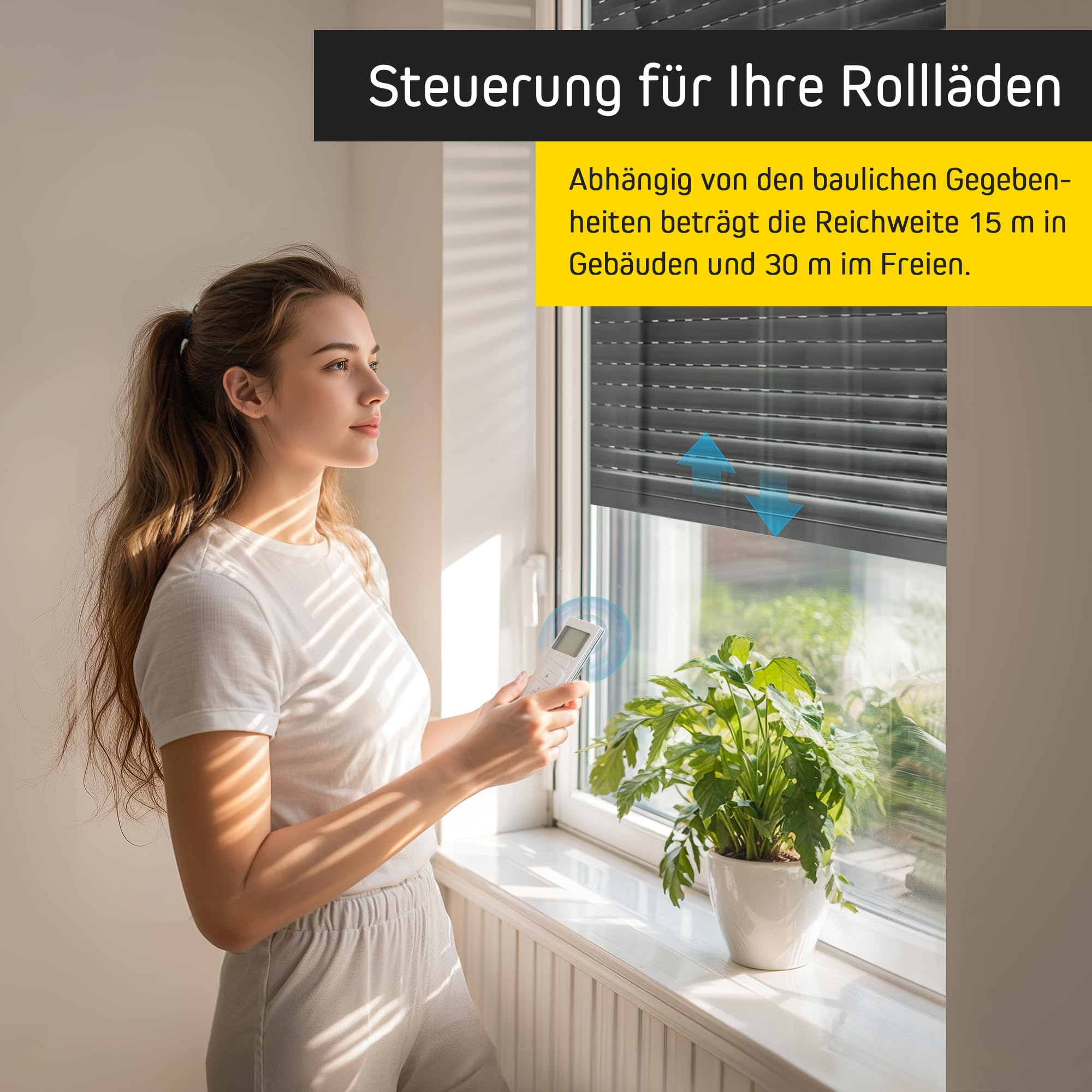 Jalousiescout Funkhandsender 4-Kanal MKT 04 Funksteuerung Fernbedienung, 434,92 MHz, Integrierte Zeitschaltuhr mit Wochenprogramm, LCD Display, kabellos, inkl. Wandhalterung
