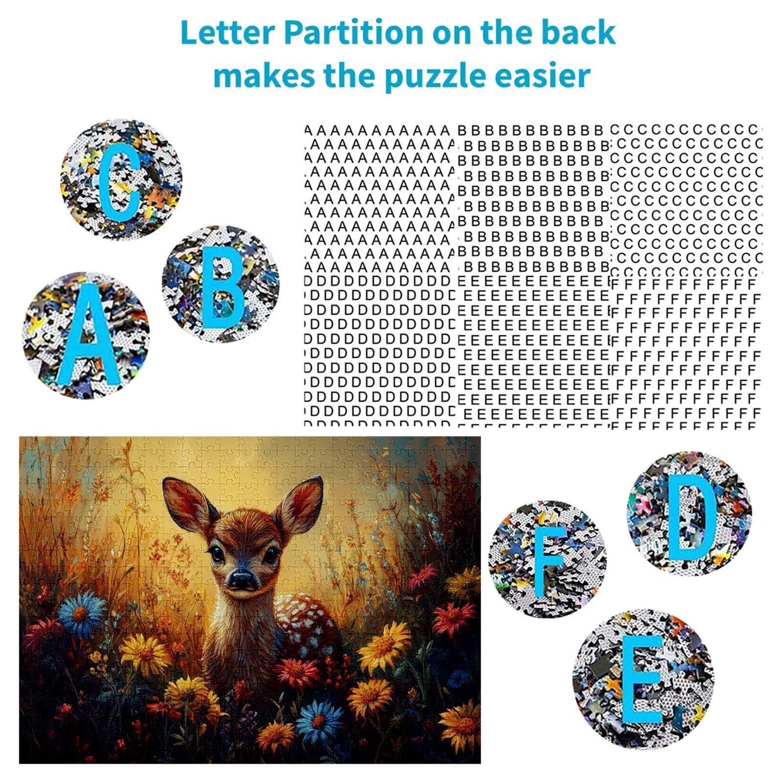 Puzzle 3000 elementów jeleń puzzle dla dorosłych kwiaty 122 x 81 cm Unikalne rzemiosło klasyczne 3D drewniana układanka do rodzinnych gier aktywnych, układanka do samodzielnego wykonania nawet do