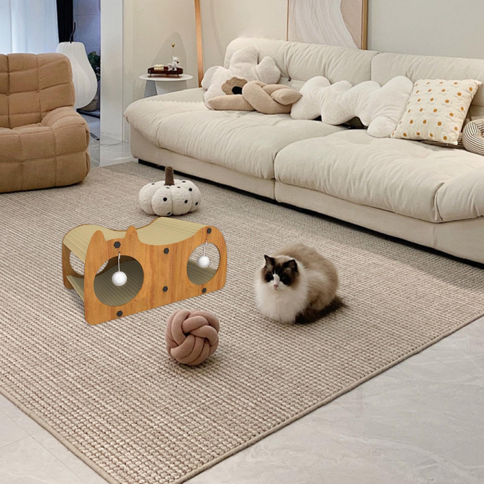 Tiragraffi per gatti, per interni, in cartone, per gatti integrato, per proteggere i mobili, per giocare e , 55 x 29 x 25 cm | Forniture per animali domestici per gatti da interno, giocattolo antigraffio per , giocare, riposare, protezion