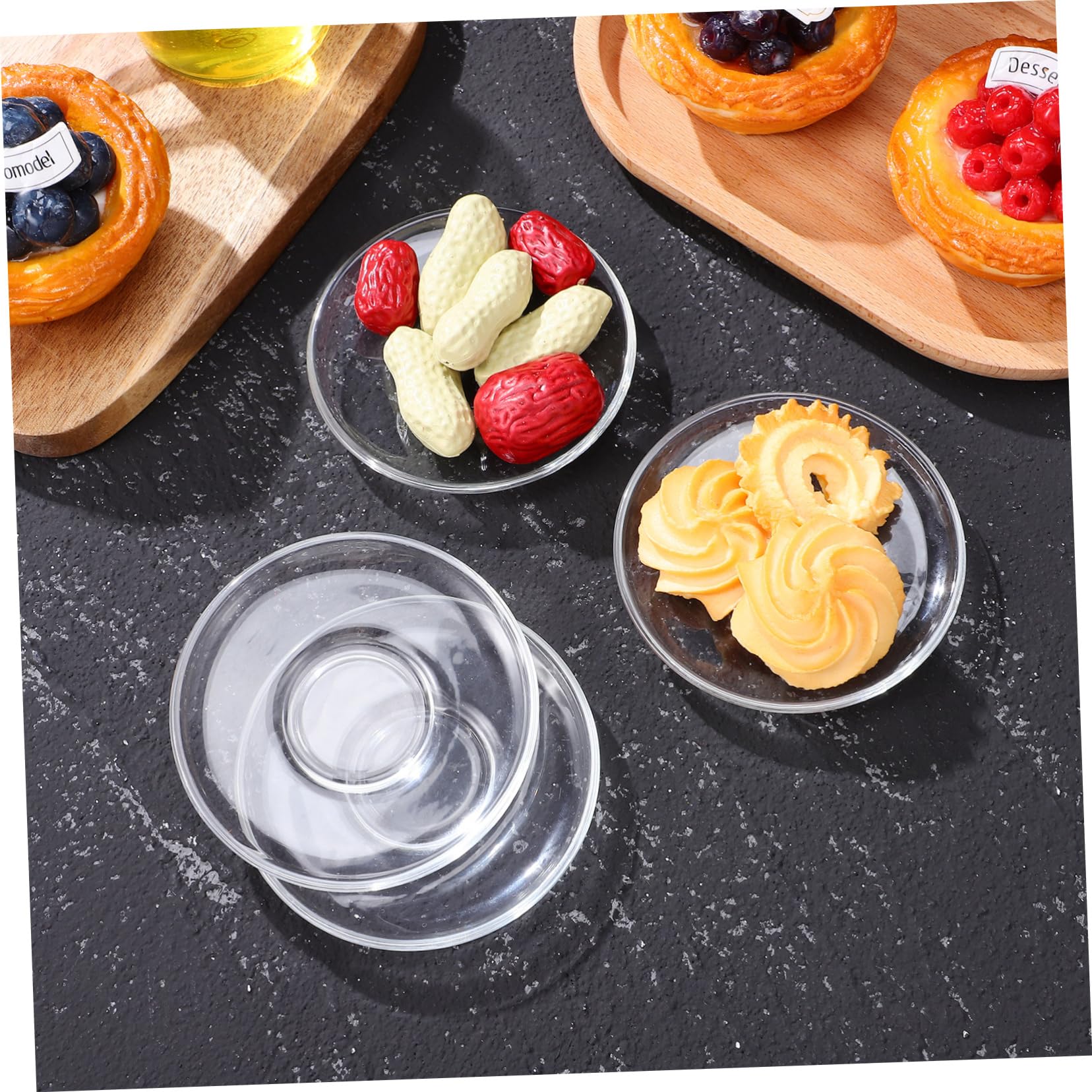 Mikinona Clear Glass Saucers Set of 8 Round 3.54 Inch Decorative Coffee Saucers and Snack Storage Plates for Home Restaurant Tea Room Use - Image 4