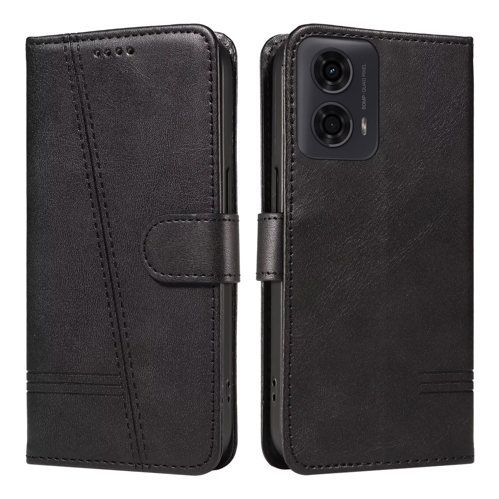 Bnvdfre Case for Motorola Moto E14 / G04 / G24 Case Flip Shockproof PU Leather with Card Slots Magnetic Kickstand Protective Wallet Phone Case Compatible with Motorola Moto E14 / G04 / G24