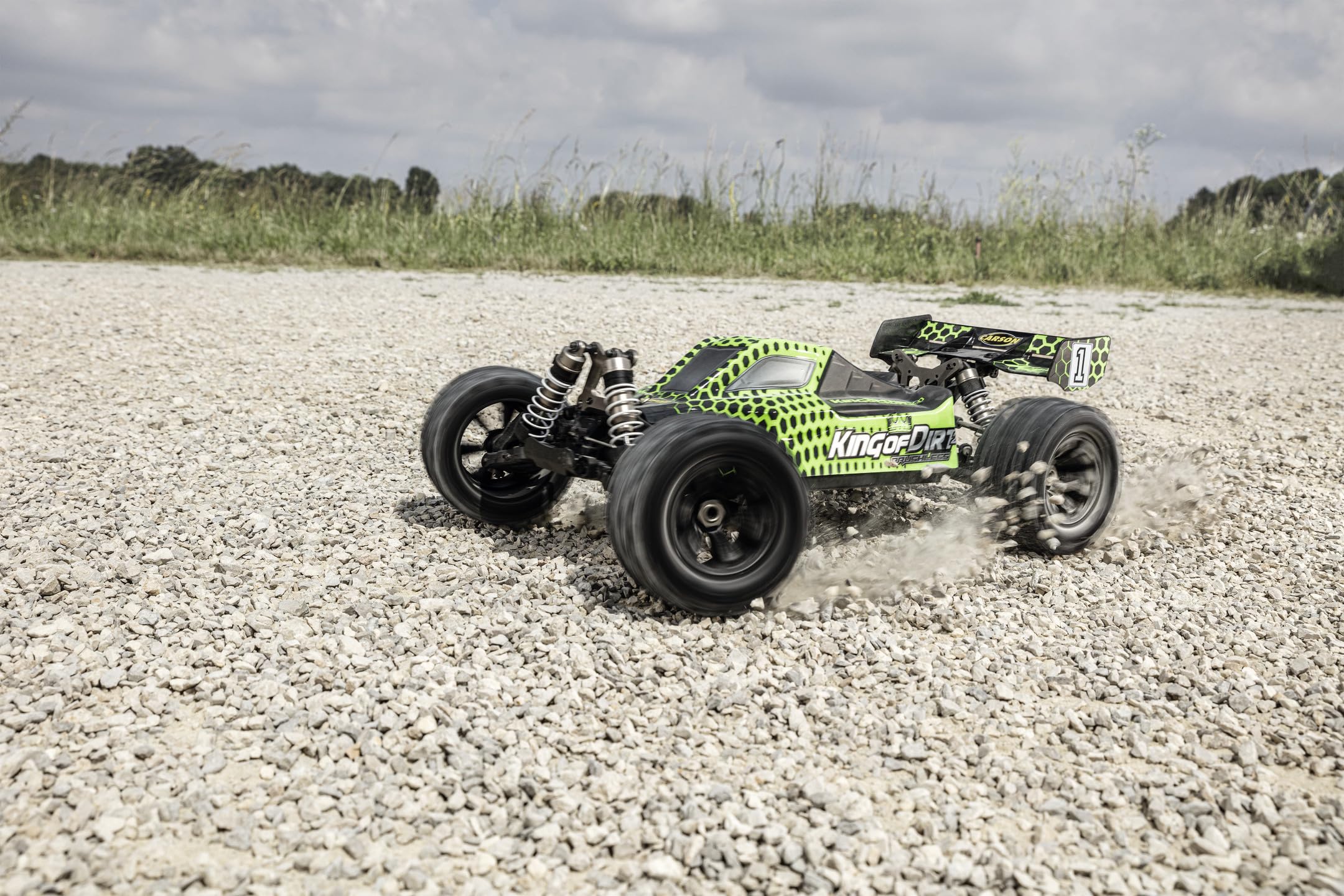 Carson 500409095 1:8 King of Dirt 2.0 100% RTR grün - RC Buggy, ferngesteuertes Auto, Offroad, hochwertig, RC Fahrzeug, RC Auto 75 km/h, RC Modellbau, Brushless Motor, RC 4WD Buggy