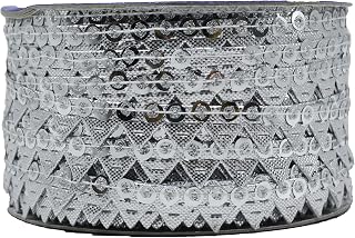 CRAFTLOVE Craft Love Gota Patti Kinari Border 18.5 Yards/ 17 Meters for Saree Blouse Dupatta Lehenga Sewing Crafts (1 cm Wide), Silver, (ART-18042022BC4)