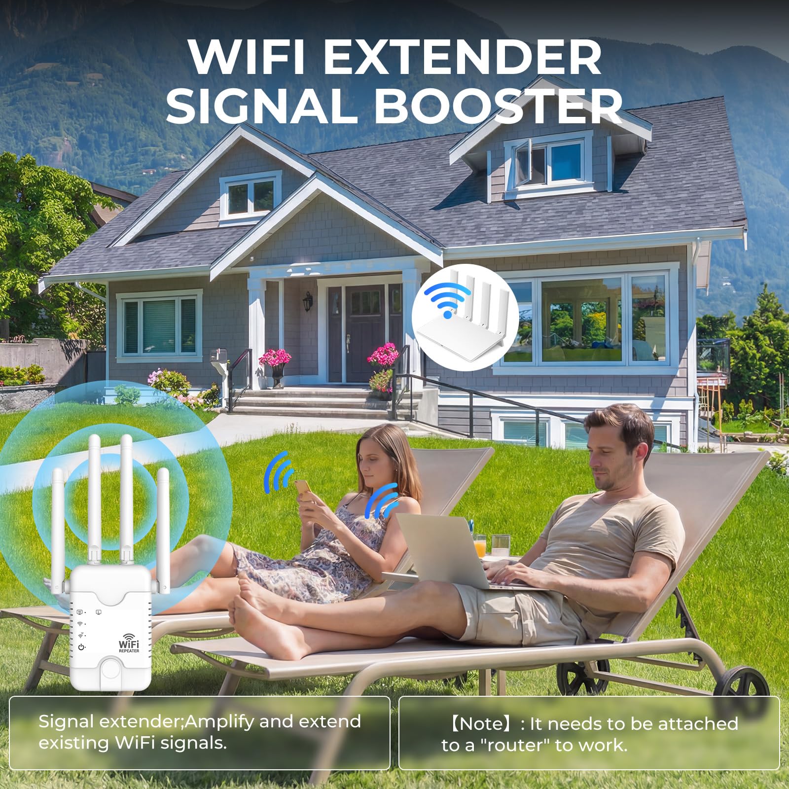2026 WiFi Extender Signal Booster for Home, WiFi Repeater Signal Amplifier Long Range Extension Internet Signal, Extend and Expand the Coverage Range of WiFi, Supporting 99% of Device - 5