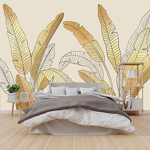 Miniatura 1 de GLWYHY - Vision - Papel tapiz de hoja de plátano dorado 3D moderno, decoración de paisajes para dormitorio, decoración de sofá, respaldo de sofá,