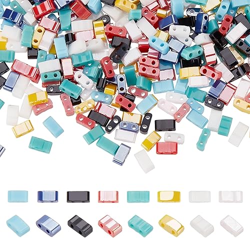 Miniatura 7 de SUNNYCLUE 1 caja de 180 cuentas de dos agujeros de 0.197 in, cuentas de Tila de 2 agujeros, cuentas de semillas de vidrio Miyuki Tila, juego de