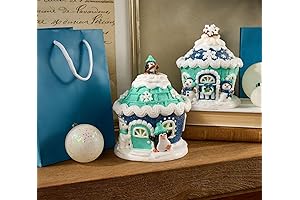 Set of 2 Winter Illuminated Gingerbread Cupcake Houses by Valerie