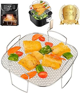 Air Fryer Rack for COSORI Air Fryer 5.5L, 8 inch Square Air Fryer Accessories 304 Stainless Steel Air Fryer Basket Grill Rack Dehydrator Rack for Instant Vortex 5.7L,Cosori 6.4L,Gourmia 6.7L Air Fryer