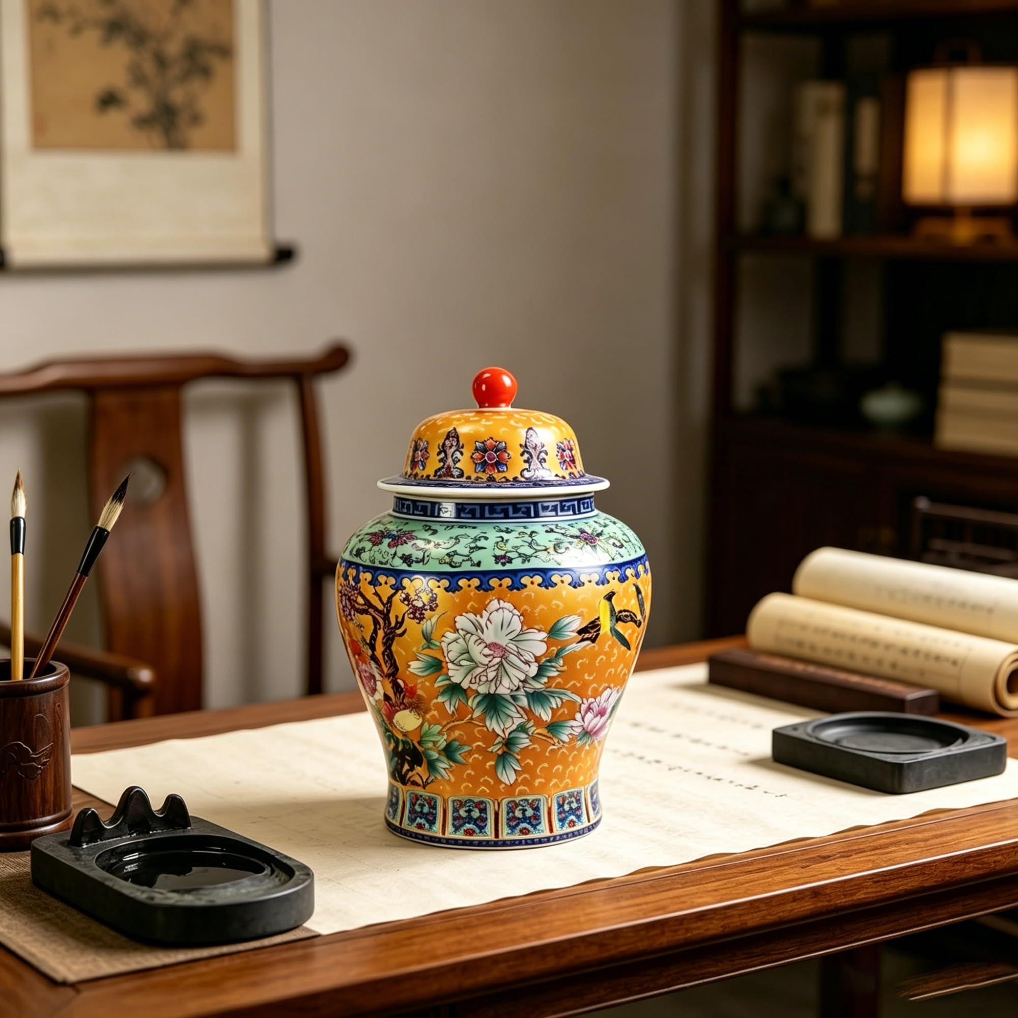Ginger Jar Keramik Vorratsdose Chinoiserie Handbemalte Deko Dose Vintage Porzellanvase Für Wohndeko Wohnzimmer Tischdeko Geschenk