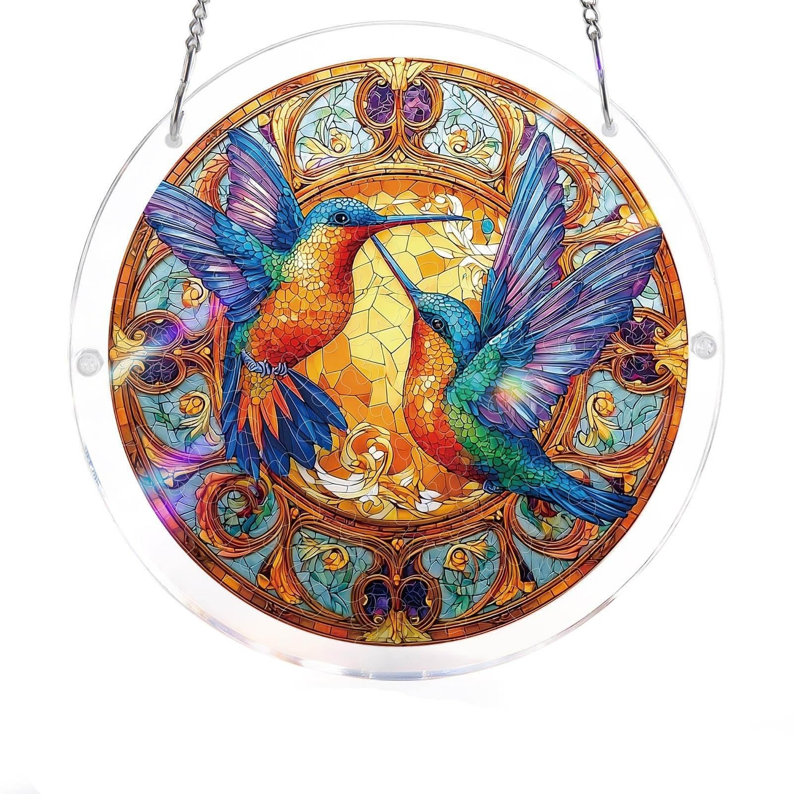 Acrylic Puzzles Suncatcher, 7.4 Inch Suncatcher Puzzle Garden Decoration, DIY Stained Glass Effect Sun Catcher Kit Window Hanging for Adults (B) — view 8