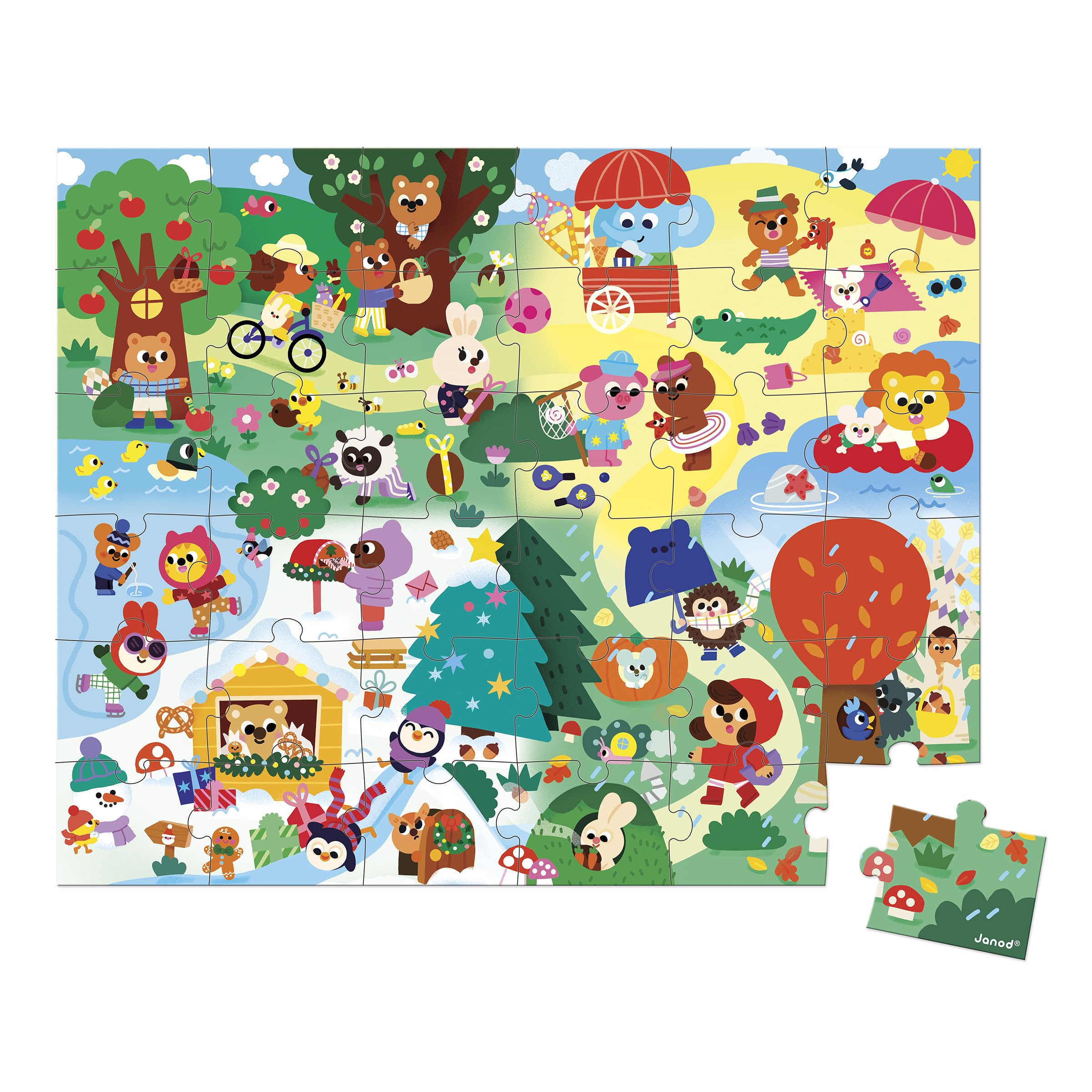 Janod - 36-Piece Children's Puzzle Party Theme From 4 years - Children's Puzzle - Develops Patience and Concentration - Made in France - From 4 Years