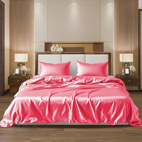 Miniatura 9 de Juego de cama de satén de 6 piezas sedoso y sexy tamaño QueenKing funda de edredón  sábana bajera y 4 fundas de almohada