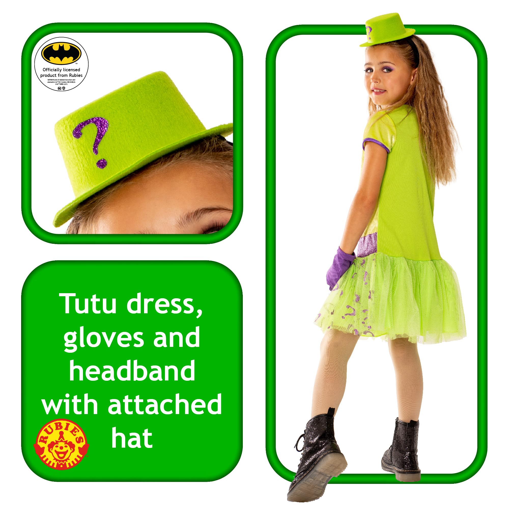 Rubie's Kostium Dziewczynki Dc Super Villains Riddler Costume Tutu Dress