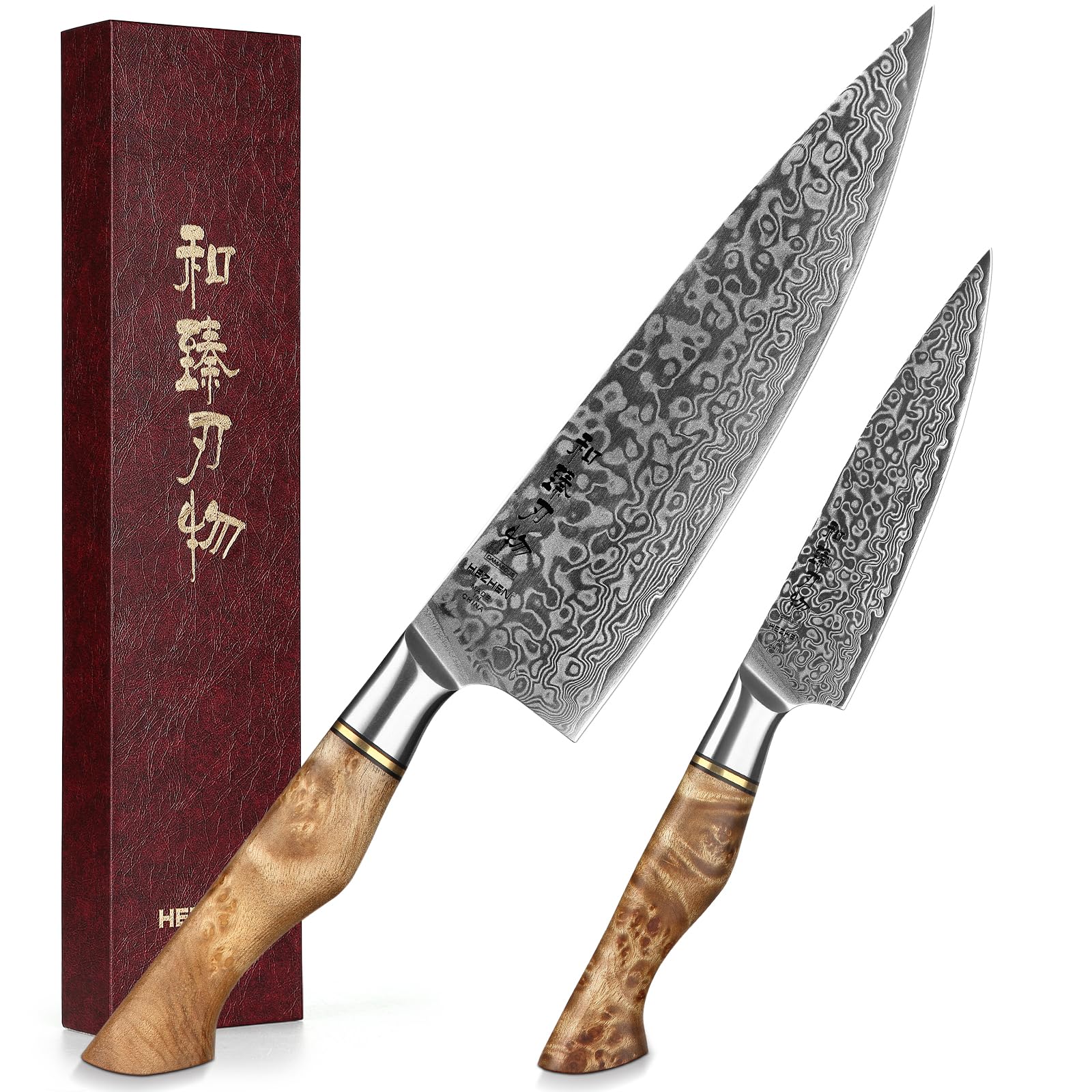 HEZHEN-cuchillo De Carnicero De 7,1 Pulgadas, Alemán, 1,4116, Cuchillo De Cocina De Rebanada China De Acero Inoxidable, Caja De Regalo Con Mango De Redwood - AliExprs