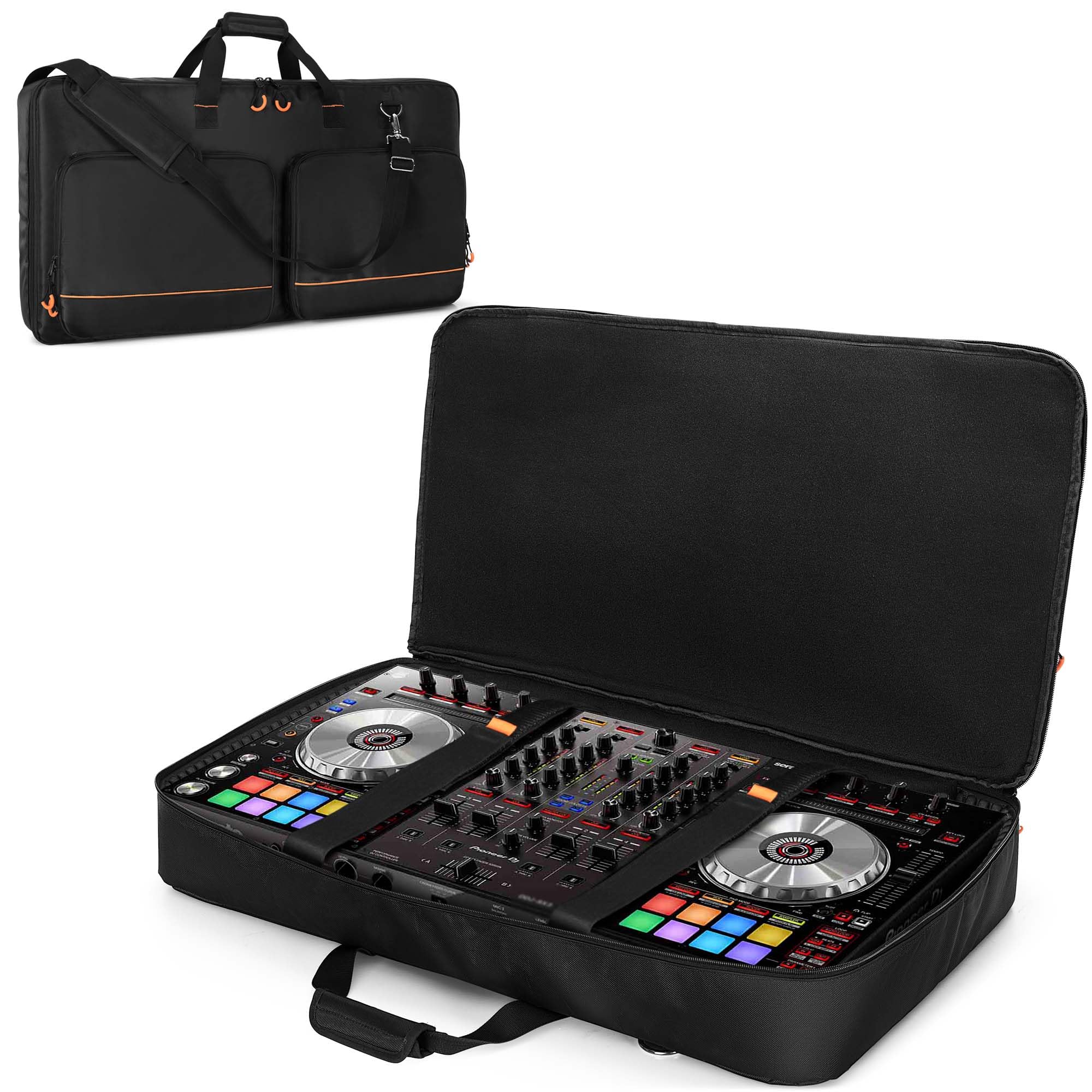 Rexmica DJ Controller Gepolsterte Tragetasche, Kompatibel mit Pioneer DDJ RX/SX/SX2/SX3 oder die Meisten Standard DJ Controller, Koffer für DJ-Equipment oder DJ Mischpulte mit Schultergurt (L,Schwarz)
