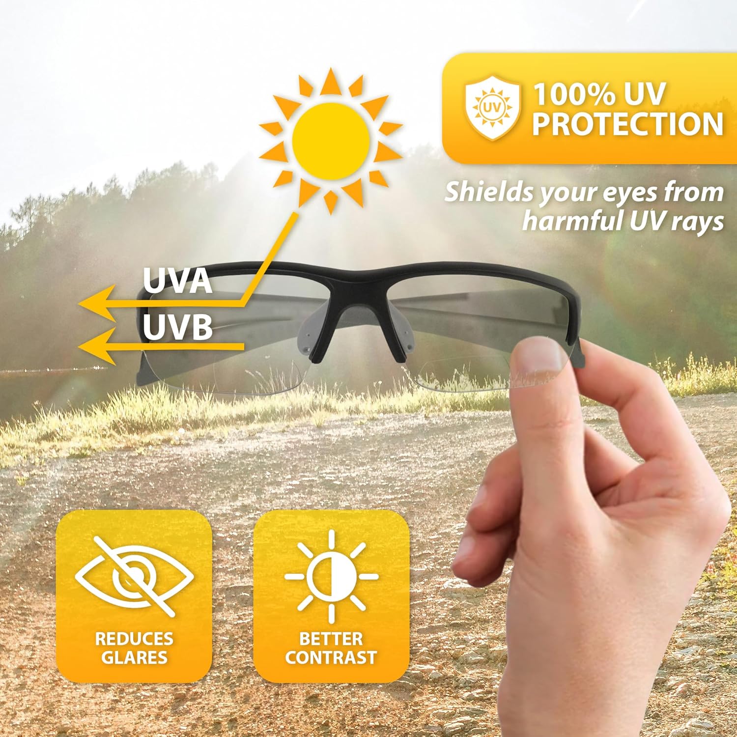 Global Vision Hercules 7 Auto-Darkening Photochromic +1.5 Bifocal Safety Glasses Clear to Smoke, ANSI Z87.1+ Certified - Image 3