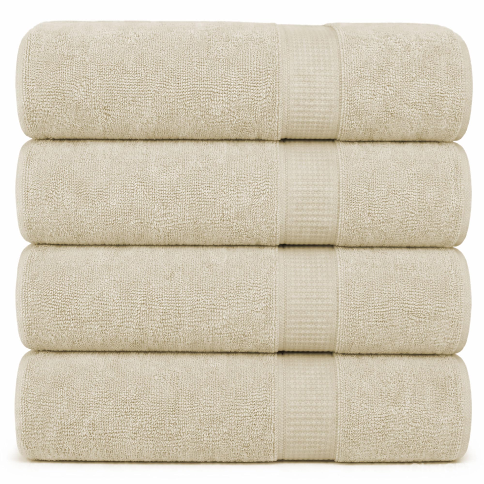 GOLD TEXTILES Premium Hand Towels for Bathroom -100% Ring Spun Cotton (Sand,4 Pack, 16x30 Inches) Luxury Soft Absorbent & Quick Dry, Bathroom Hand