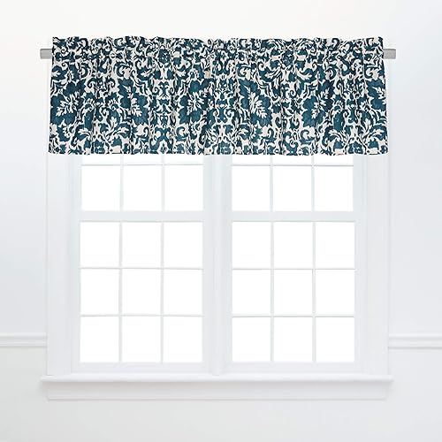 C&F Home Madison Adriatic - Cenefa de algodón para ventana, cenefa de cortina geométrica floral para ventana, sala de estar, comedor, dormitorio,