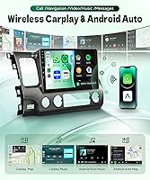 Vista 3 de para Honda Civic 2006-2011 Estéreo de coche Android Carplay inalámbrico Soporte para Android Auto inalámbrico con WiFi Navegación GPS Cámara