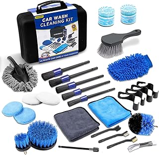 29Pcs Car Detailing Kit,Compelete Car Cleaning Kits Interior Cleaner with Detailing Brushes,Drill Brush Heads,Car Wash Kit...