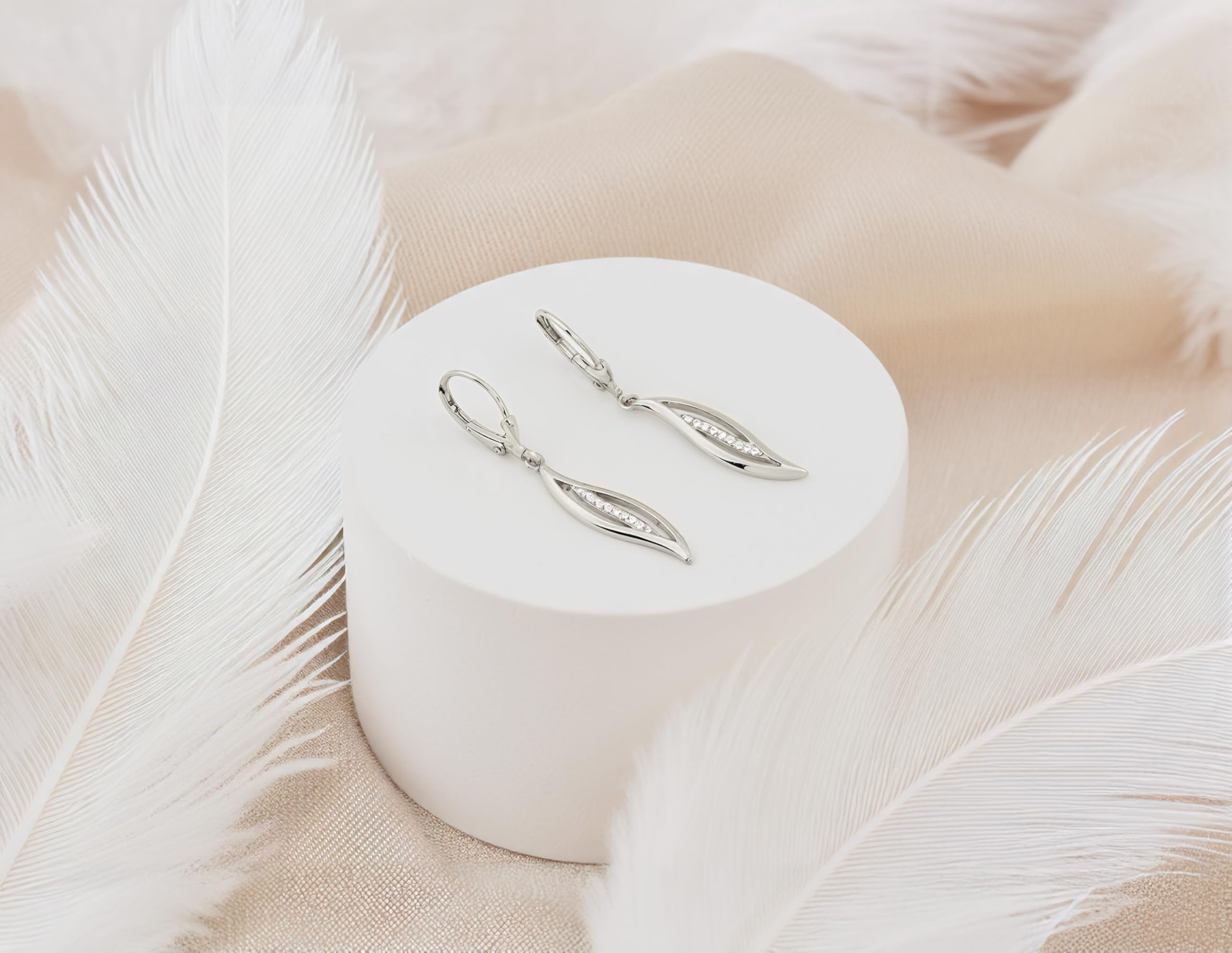 SOFIA MILANI - Damen Ohrringe 925 Silber - mit Zirkonia Steinen - Welle Spirale Ohrhänger