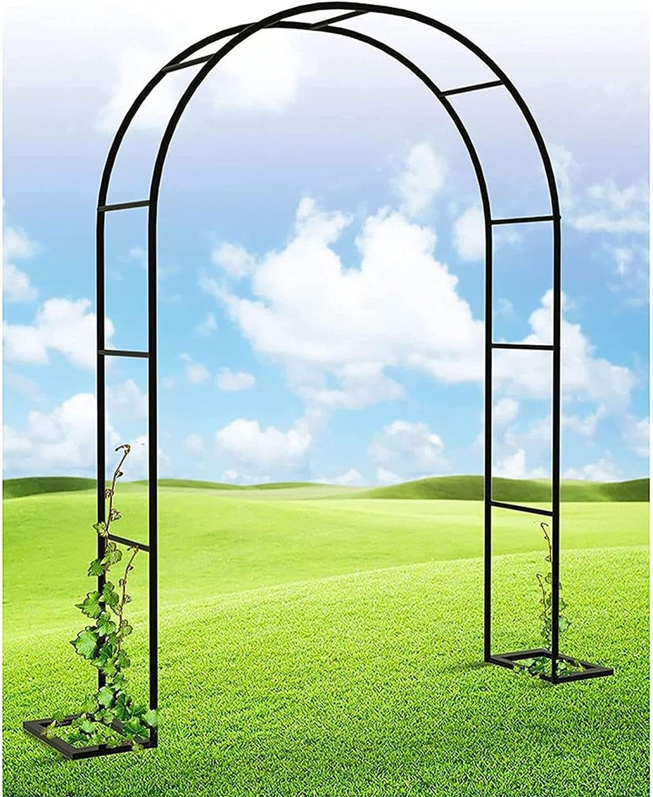 Metalen tuinboog trellis prieel voor klimplant buiten, bruiloft boog standaard voor ceremonie 160 cm 180 cm 200 cm 240 cm 280 cm 300 cm 350 cm breed, waterdicht, B 200 x 230 cm