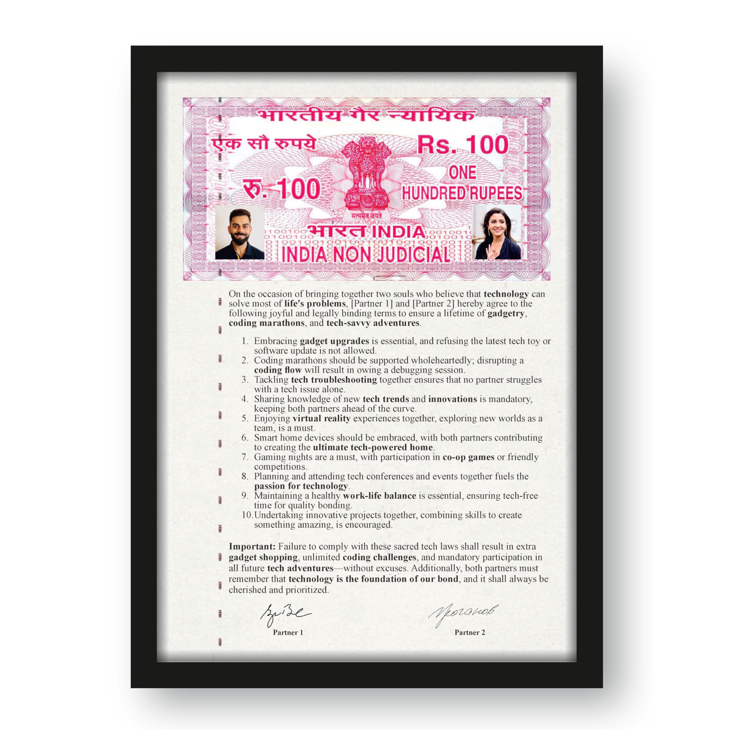 Techie Couple Relationship Contract Photo Frame – 9.25 x 12.8 inch… – view 2