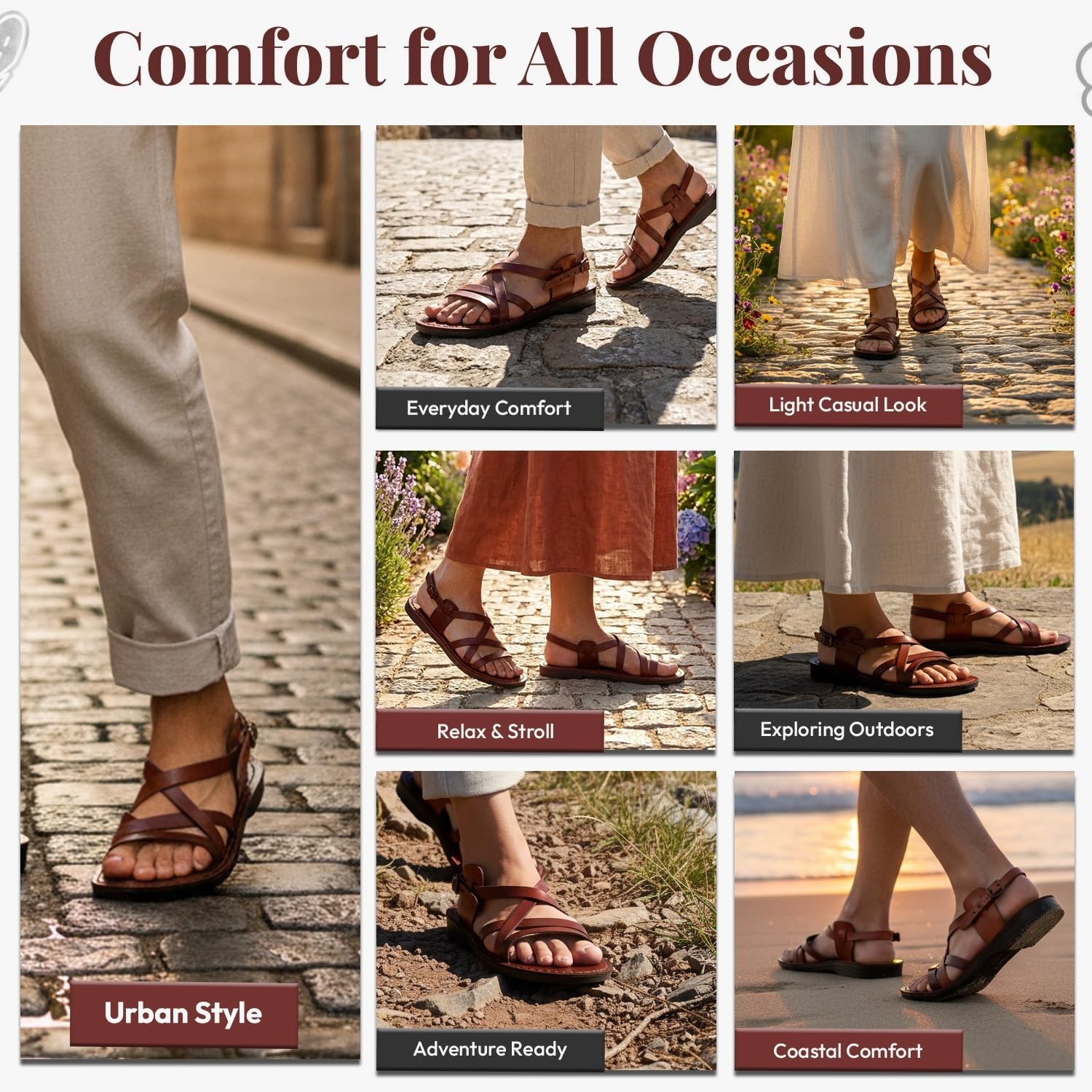 Heiligen Land Markt Camel Herren Echtleder biblischen Sandalen/Flip Flops