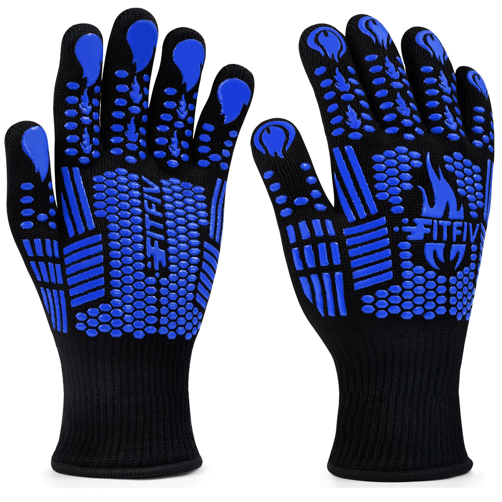BBQ Gloves, 1472°F Heat Resistant with Silicone Grip Oven Mitts