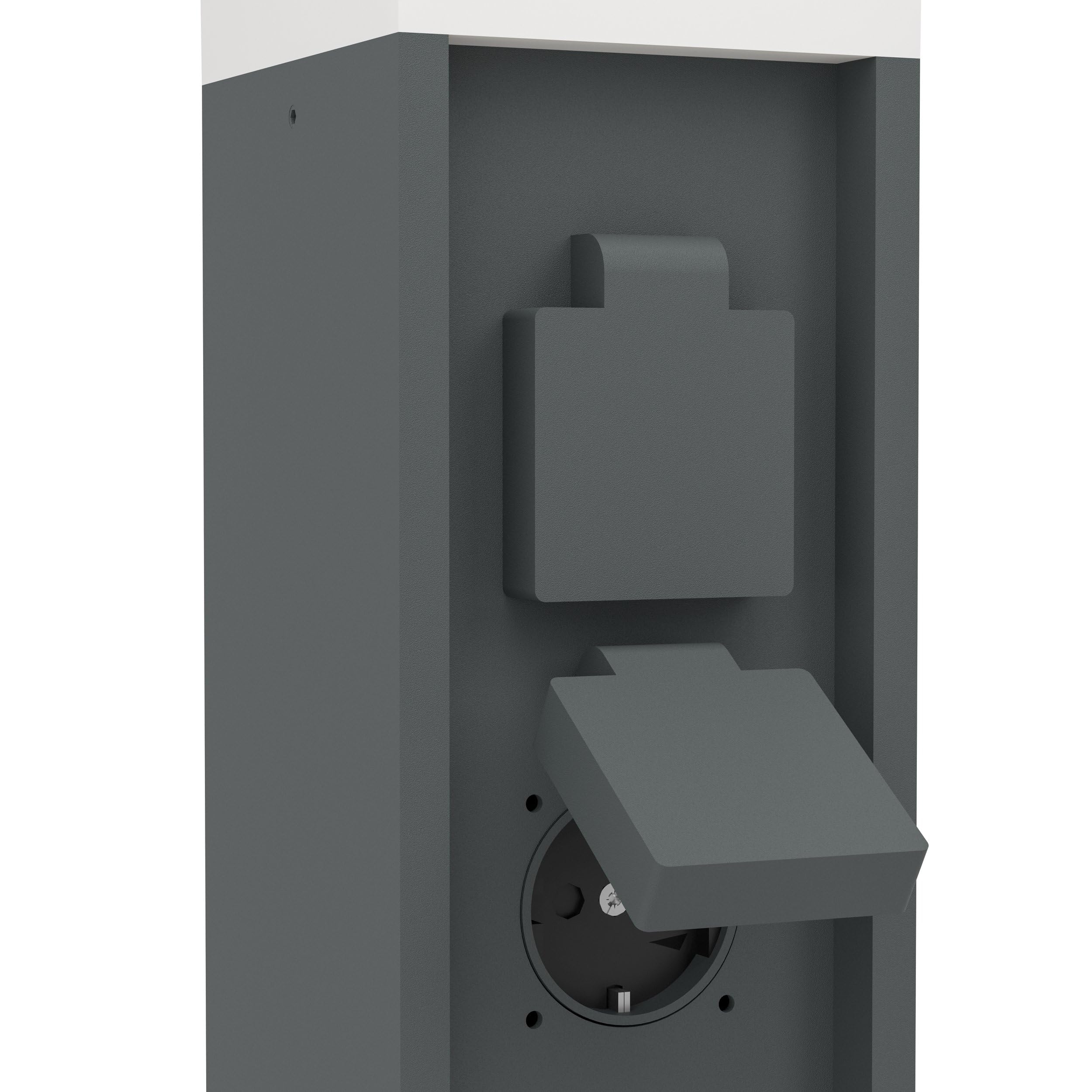 Eglo Colonnina con prese per esterni Park 5 con luce, presa di distribuzione per cavo interrato, lampada esterna con presa da giardino, con 2 prese, alluminio di colore antracite, IP54