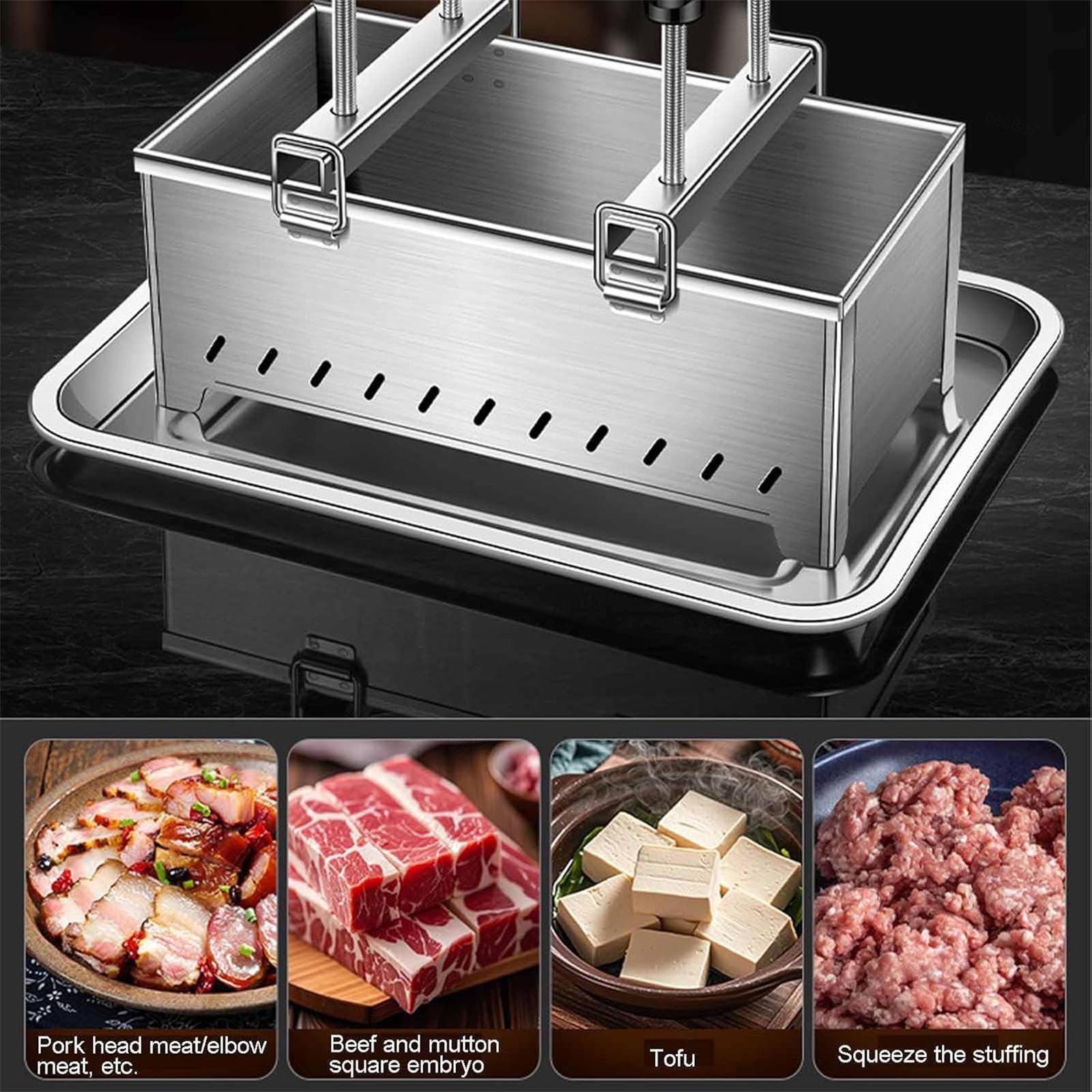 Prensa de carne de acero inoxidable, para hacer bloques de carne, prensa casera de ladrillos de carne para cocina, restaurante, 5 kg
