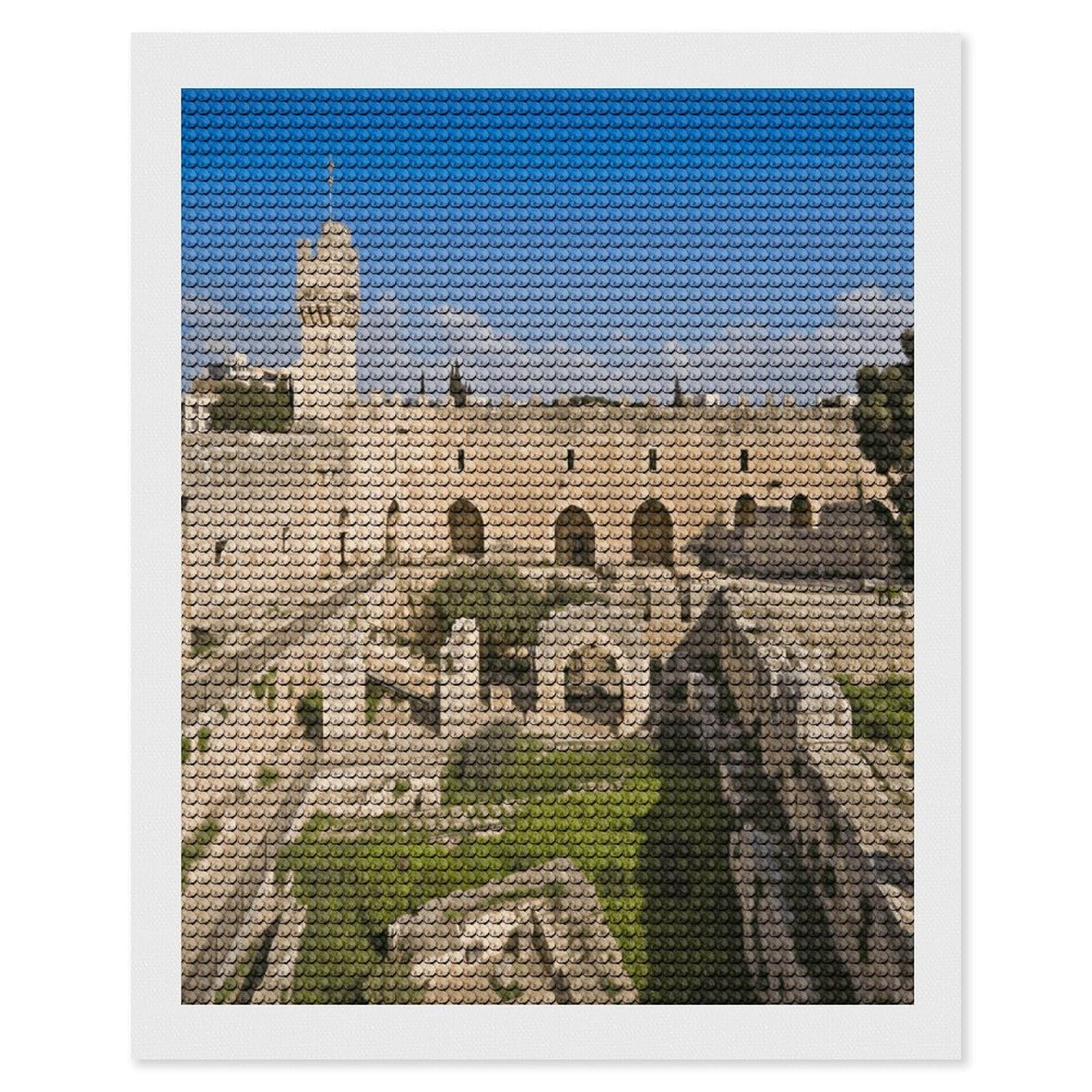 VstaDank Israel at The Tower of David Diamond Painting Kits Exquisite DIY Full Round Drill Diamond Dots Painting for Adults Beginner Diamond Photo Paint with Diamond Picture Art Wall Decor 16"x20"