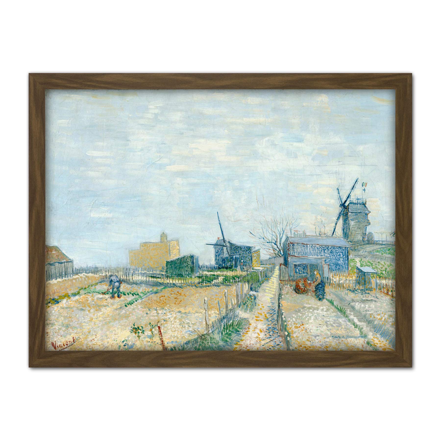 Vincent Van Gogh Montmartre Molens En Moestuinen Cropped Large Framed Art Print Poster Wall Decor 18x24