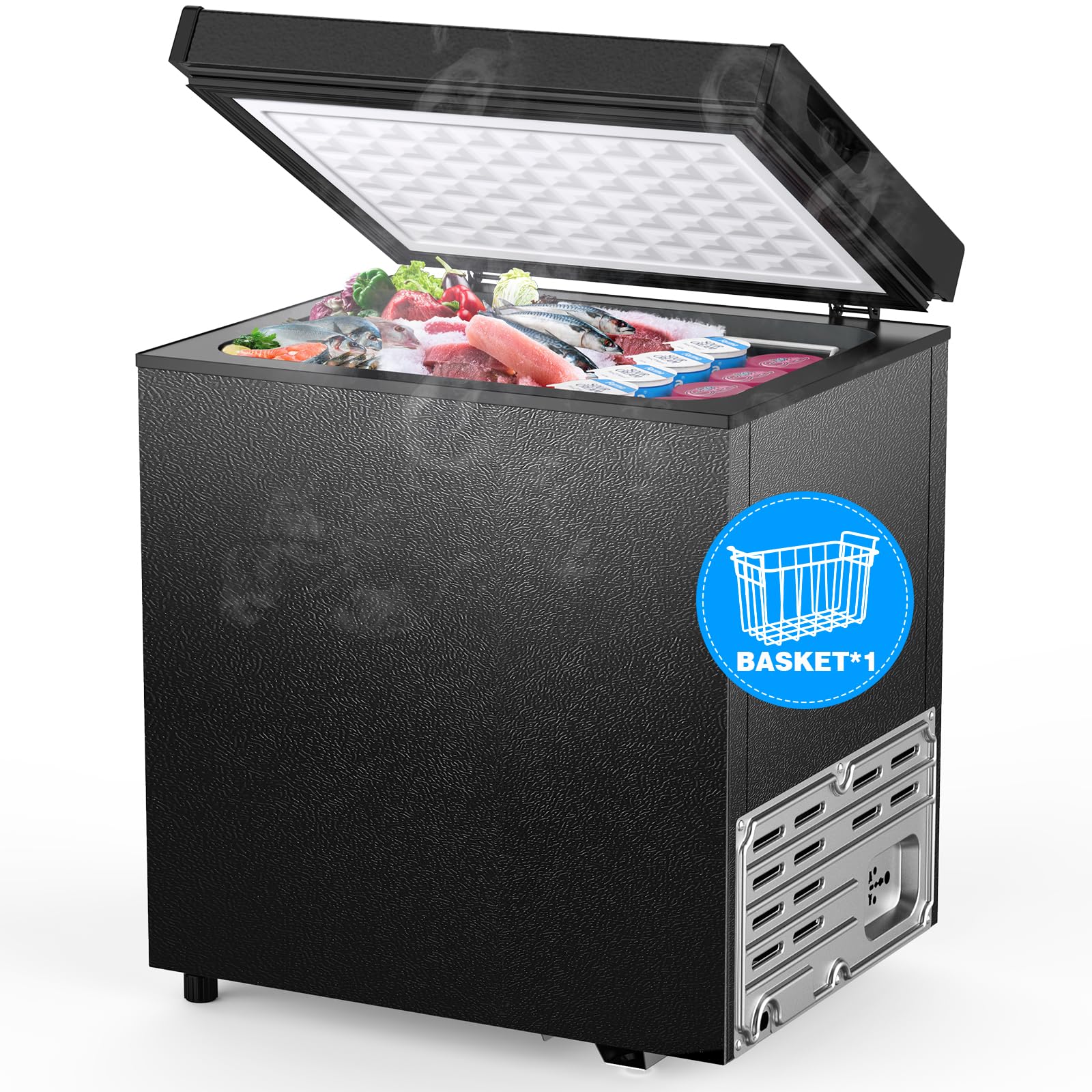 Joy Pebble 1.8 Cu.Ft Chest Freezer with Removable Basket and Bottom Defrost Water Drain Freestanding Top Open Door, Deep Freezer, Mini Freezer with Adjustable 7 Thermostat for Home/Apartment, Black on Fridge.com