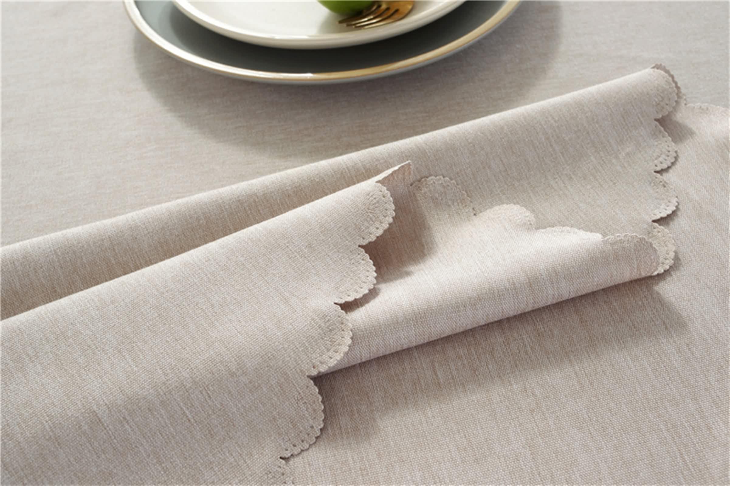 Party Tischdecken, Runde Tischdecken Khaki Polyester Einfarbig Table Cover Round 160CM für Geburtstag Hochzeit