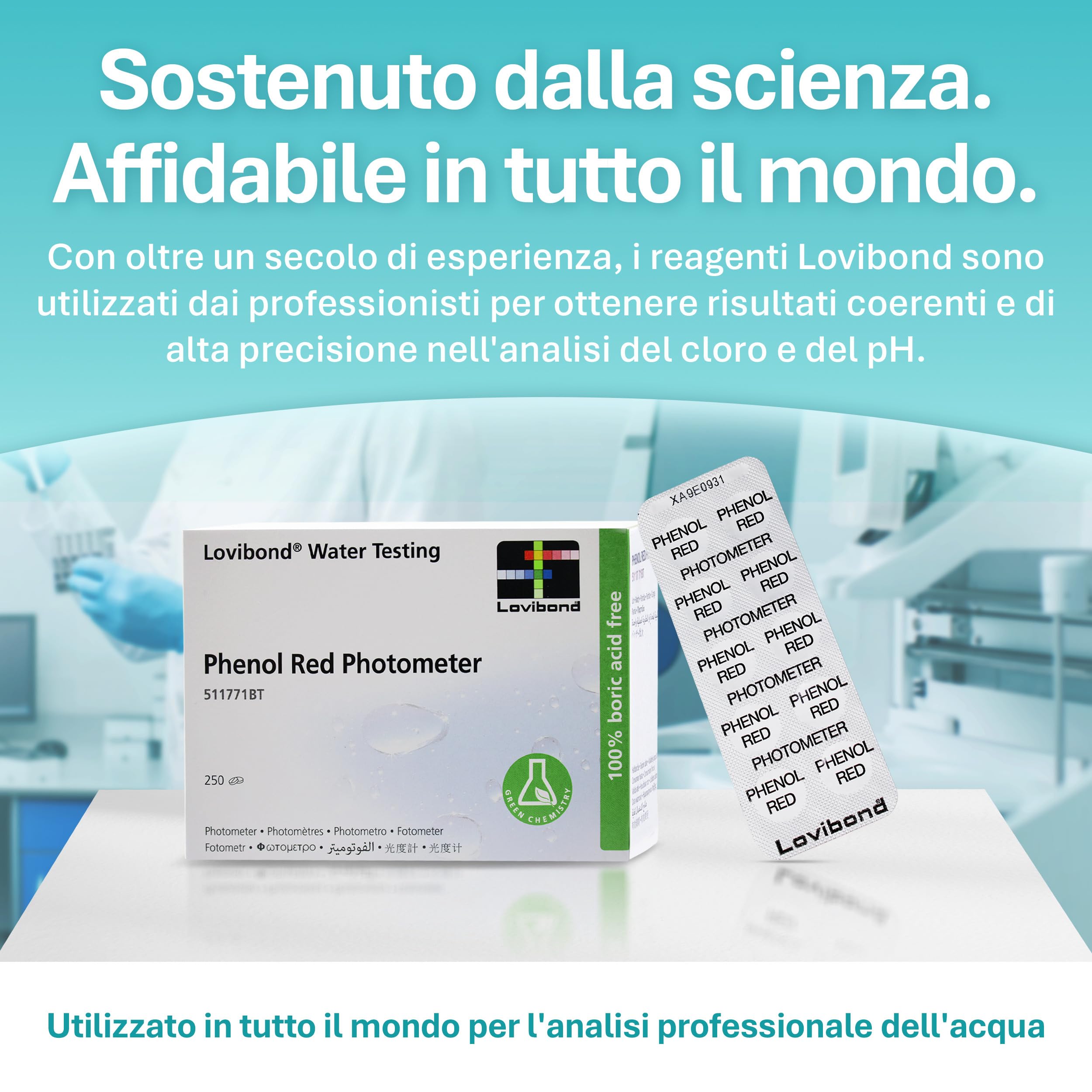 Lovibond Phenol Red – 500 Pastiglie – Reagenti Professionali per Fotometro Digitale | Test Affidabile e Preciso per Controllo, Analisi Acqua e Misurazione pH Piscina
